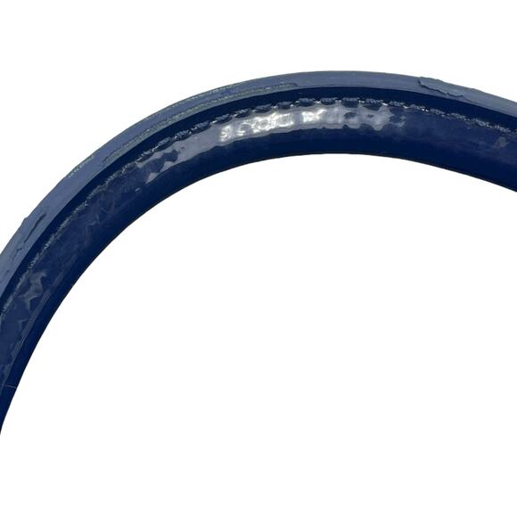 Tory Burch Small Ella Patent Leather Tote Bag Nylon Purse Navy Blue - Picture 10 of 11